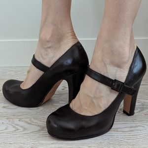 MARTIN + OSA Brown Leather Mary Jane Pumps/Heels Sz. 8.5
